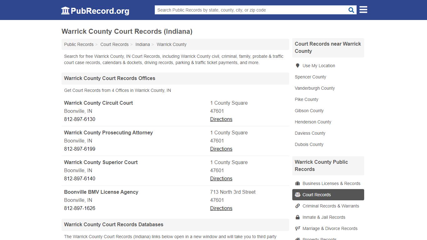 Free Warrick County Court Records (Indiana Court Records) - PubRecord.org